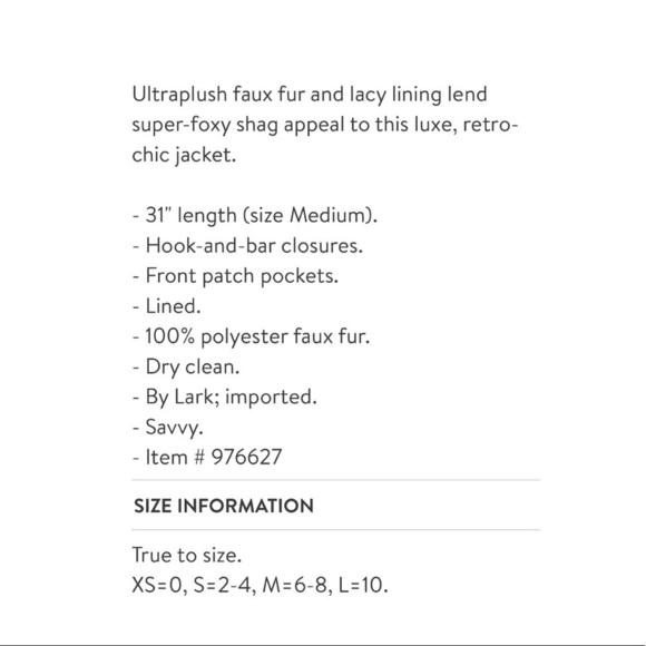 Lark size small faux fur cardigan/jacket - Picture 7 of 8